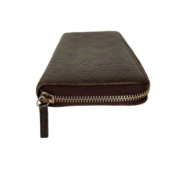 GUCCI Brown Leather Authentic Guccissima Monogram Long Zippered Wallet - Picture 7 of 12